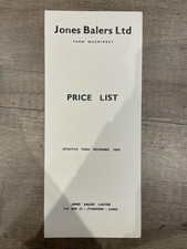Jones Balers Ltd Price List November 1964 Vintage  Leaflet