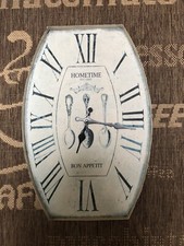 ?️HOMETIME Metal SHABBY CHIC Kitchen Wall Clock Roman Numerals Rustic EXCELLENT