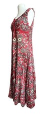 Nomads Maxi Dress Red Brown Floral Sleeveless Long Boho Size 16