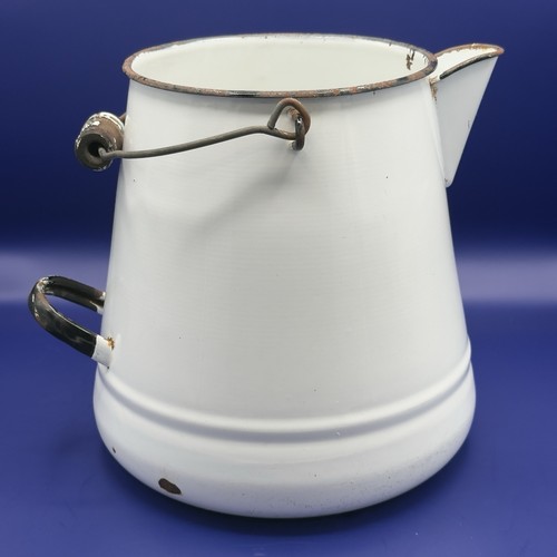 Vtg white enamelware - white, pail