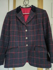 equestrian showing jacket Le Beau Cheval navy with red over check size 12