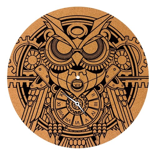 Steampunk owl cork slipmats - steampunk,