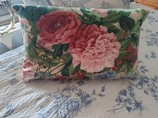 Vintage Handmade Floral  Sanderson ? Cushion.17" X 11". 