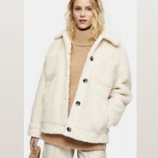 Topshop Cream Teddy Bear Coat, Size XS, Great Condition