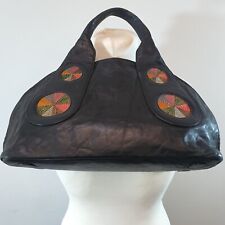 RADLEY Leather Bowling Style Bag Hobo Embroidery Circles Grab Hand Bag Black