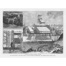 MINING Coal Fields of Pennsylvania & Anthracite Mine, Wyoming - Old Print 1876