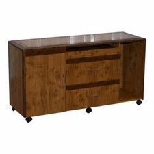BURR WALNUT SIDEBOARD TV STAND DRAWERS DESIGNED TO HOUSE COMPUTER PART OF SUITE