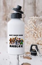 Personalised kids , game themed Aluminium water bottle with 2 lids