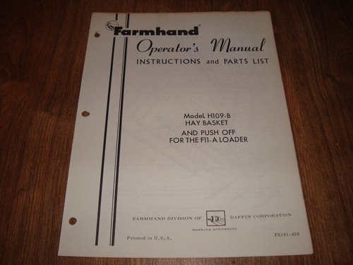 Farmhand model h109 hay - farmhand,