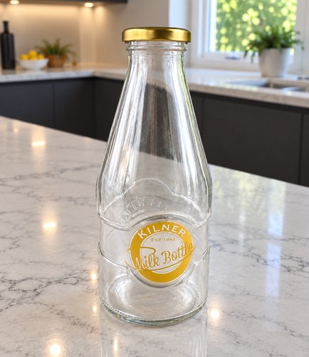 Kilner glass milk bottle - milk, with