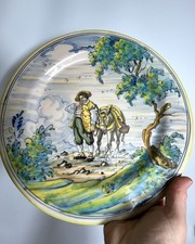 Vintage Talavera Wall Plate / Spanish Majolica / Sancho Panza / Don Quixote