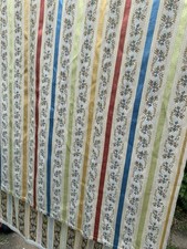 Vintage Retro Single Curtain Regency Striped Floral Fabric W46” D74” (A9