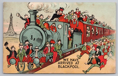 Postcard antique railway comic