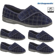 Mens Touch Fastening Low Comfy Slippers ORTHOPAEDIC Washable Indoor Shoe Bootie