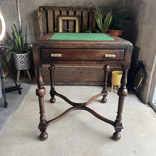 Antique oak writing side - side, table