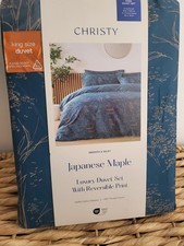 Christy Japanese Maple King Size Duvet Cover Set Teal Blue & Gold