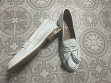 Dune London ladies white real leather tassel detail flats loafers UK 5 38