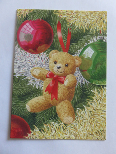 Christmas card teddy bear - card.,