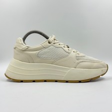 Zara Womens Beige Faux Leather And Mesh Platform Trainers UK Size 5