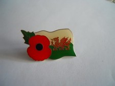 Welsh flag,dragon,remembrance,metal polymer pin Badge