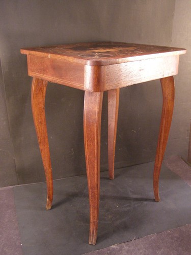 Vtg inlaid burl wood marquetry - wood,