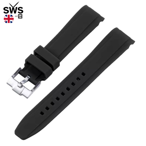 20mm black silicone watch - -,