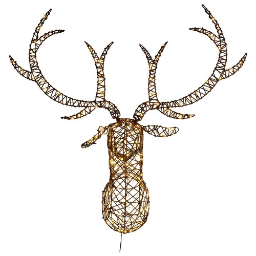 Rattan stag head christmas - rattan,