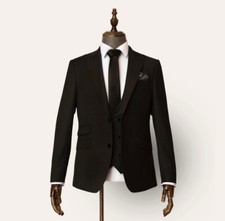 Mens Suit Black Three 3 Piece Wedding Prom Groom Funeral Formal Party Coat Pent