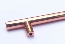 Kitchen Cabinet Handles Pull Draw Door Copper Knobs Rose Gold Solid Steel Bar 