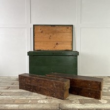 Large Early 20th C. Pine Tool Chest on Castors, Carpenters Chest