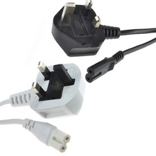 Figure 8 Power Cable UK Plug to C7 Lead for LED TV Samsung/LG Black/White Laptop