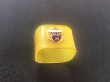 Art Deco Butterscotch Lucite Bakelite Serviette Napkin Ring WHITBY Enamel Badge