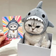 Funny Cat Shark Headdress Cartoon Soft Cat Decorative Hat Christmas Costume
