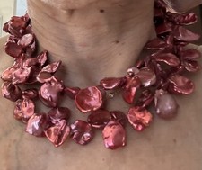 Keshi Pearl Necklace In Raspberry