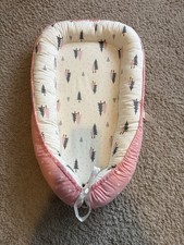 Baby Nest Sleeping Pod In Pink & White 100% Cotton Tree Design