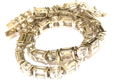 9ct white Gold Tennis Bracelet round & baguette stones 11+g gift Boxed