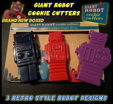 Retro Style Giant Robot Cookie - Biscuit - Dough Cutters - 3 Pack - New Boxed 