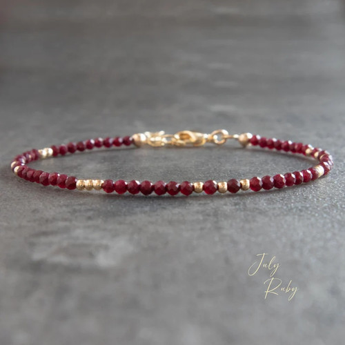 Natural ruby 2mm beaded - ruby,