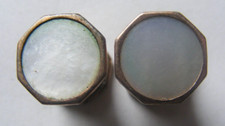 Vintage 1930s cufflinks Lambournes mother of pearl snap press stud octagon shape