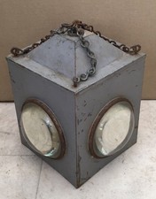 A VINTAGE GALVANISED ?RAILWAY RELATED LANTERN/ LIGHT WITH 4 SIDE FISHEYE LENSES