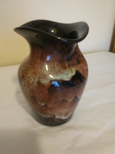 Ewenny pottery vase - pottery, brown