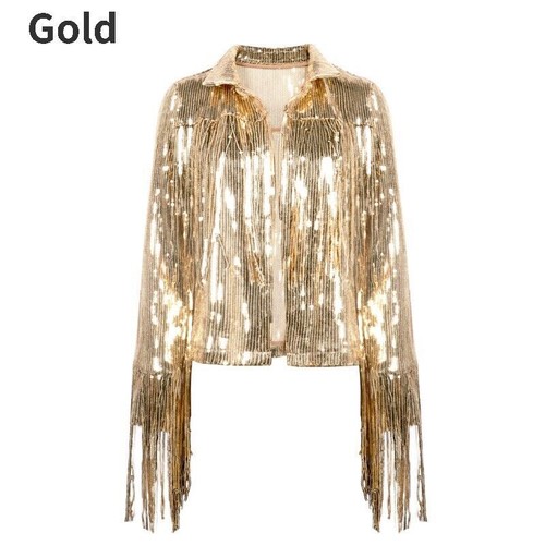 Ladies shiny fringe jacket - ladies,