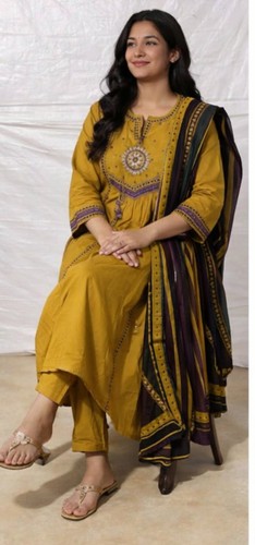 Elegant mustard churidar suit - elegant,