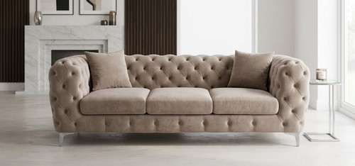 Mink velvet chesterfield - velvet, sofa