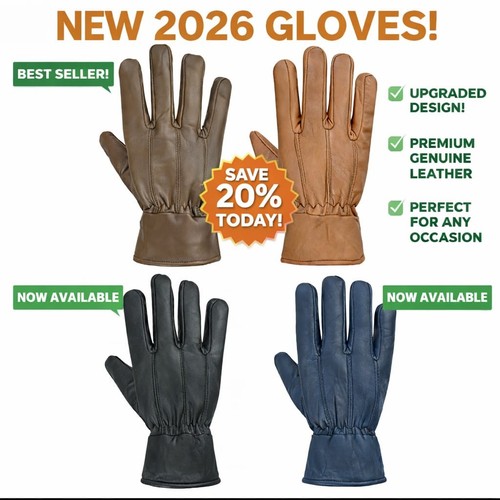Men leather winter gloves - leather,
