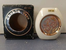 Mini Vase The Art Of Chokin 24K Gold Edge Flowers Butterflies 4"