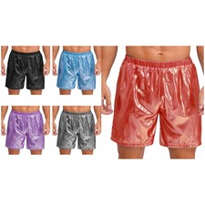 UK Mens Sparkly Hot Pants Shorts Elastic Waistband Loose Trunks Halloween Party 