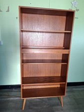 Mid Century G Plan Teak Bookcase On Wooden Legs With Working Lights 