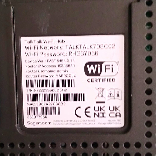 Talktalk hub wireless - wi-fi,