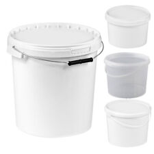 Plastic Buckets Tubs White Transparent Tamper Evident Lids 0.5L 1L 3L 5L 10L 25L